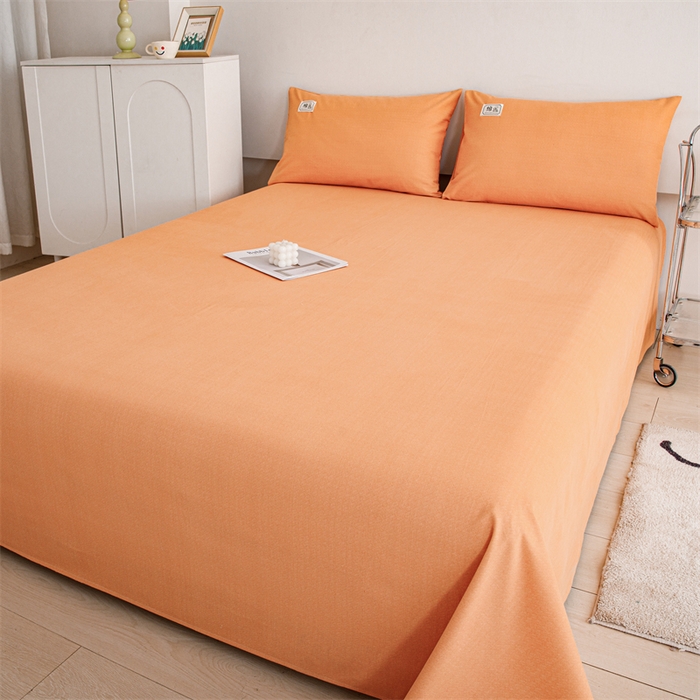 91家纺网 家纺一手货源 找家纺 宝时兰 2025新款纯色全棉加厚生态喷气纯棉床单学生单床单 纯色-桔