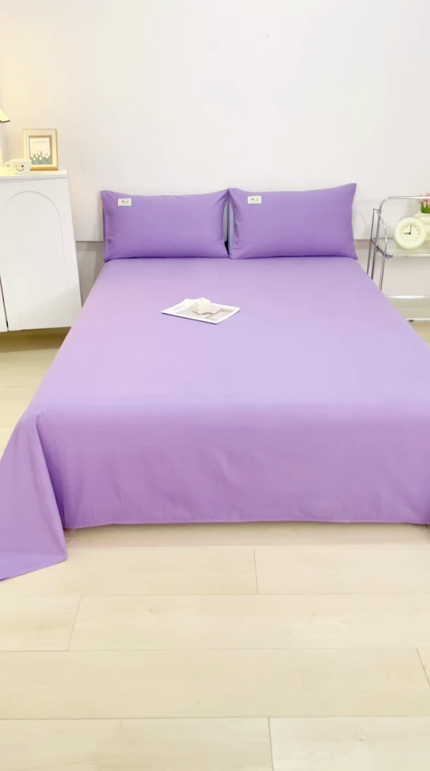 91家纺网 家纺一手货源 找家纺 宝时兰 2025新款纯色全棉加厚生态喷气纯棉床单学生单床单 纯色-紫