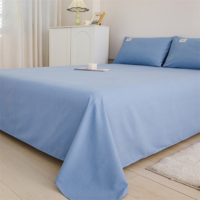 91家纺网 家纺一手货源 找家纺 宝时兰 2025新款纯色全棉加厚生态喷气纯棉床单学生单床单 纯色-蓝
