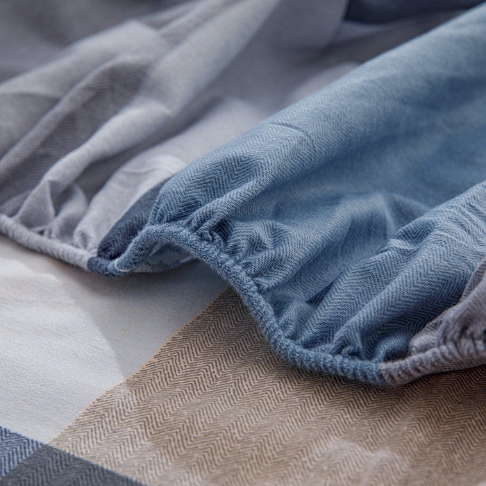 91家纺网 家纺一手货源 找家纺 宝时兰 2025新款A类加厚全棉床笠-印花款 卡希尔-蓝