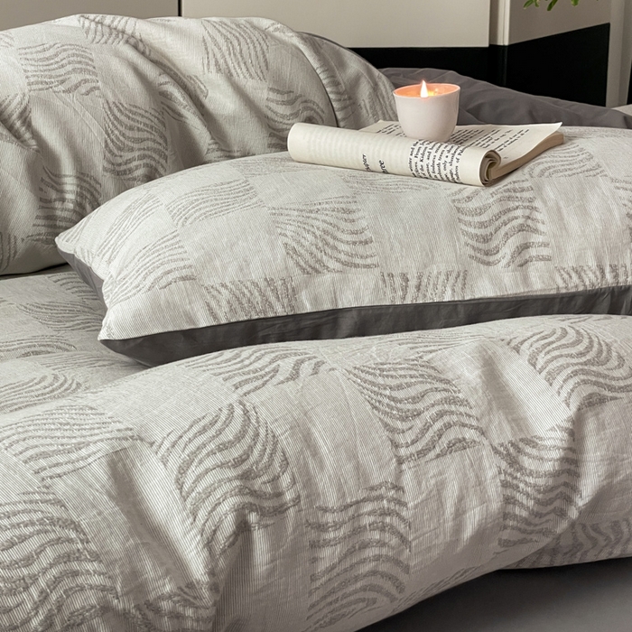 91家纺网 家纺一手货源 找家纺 （总）苏木年华 2024新款A类全棉三层纱提花四件套--方格系列