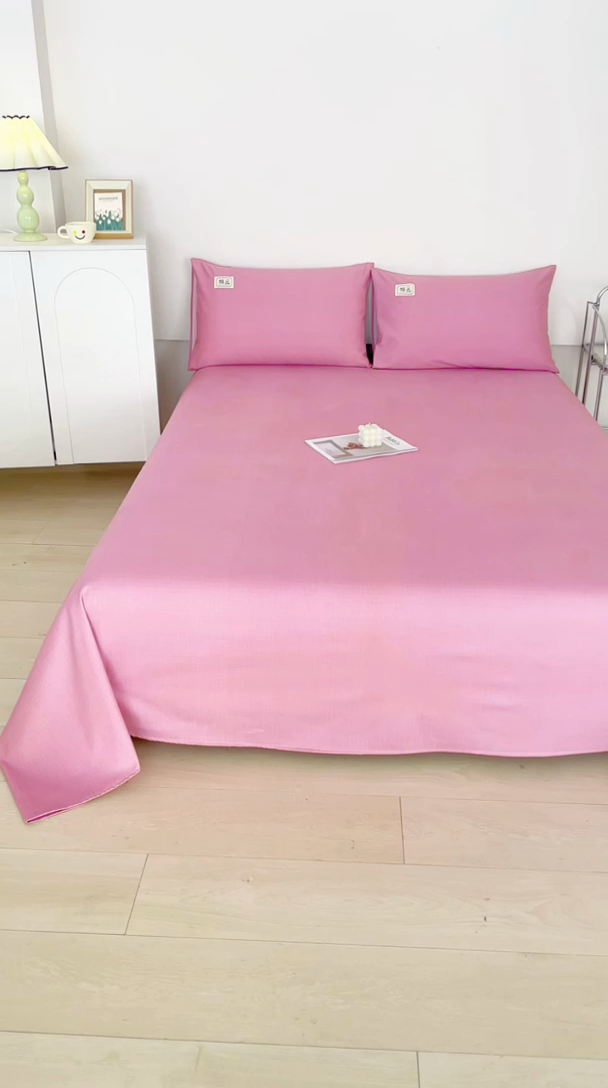 91家纺网 家纺一手货源 找家纺 宝时兰 2025新款纯色全棉加厚生态喷气纯棉床单学生单床单 纯色-豆沙粉