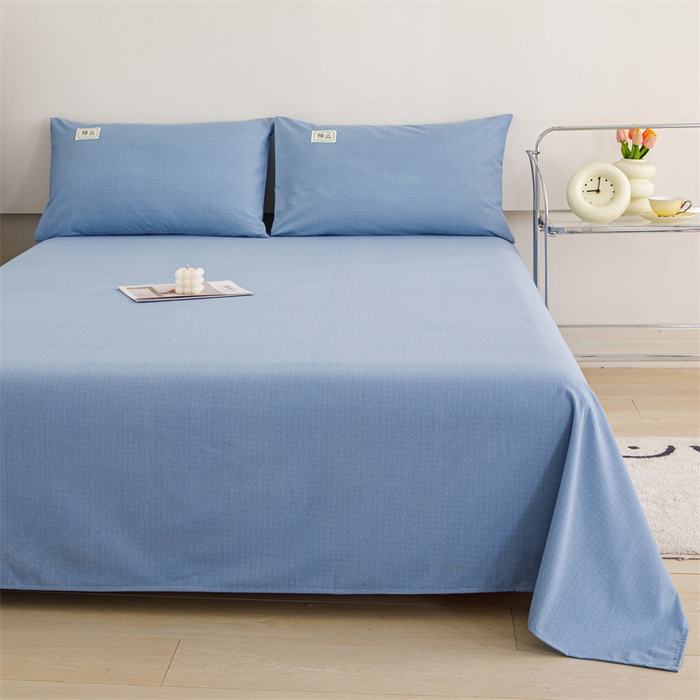 91家纺网 家纺一手货源 找家纺 宝时兰 2025新款纯色全棉加厚生态喷气纯棉床单学生单床单 纯色-蓝