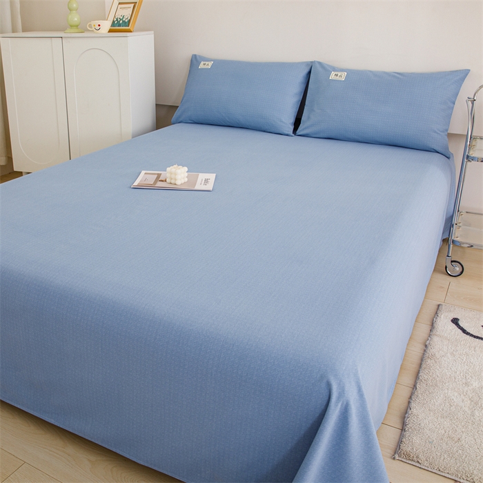 91家纺网 家纺一手货源 找家纺 宝时兰 2025新款纯色全棉加厚生态喷气纯棉床单学生单床单 纯色-蓝