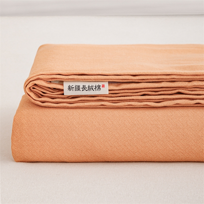 91家纺网 家纺一手货源 找家纺 宝时兰 2025新款纯色全棉加厚生态喷气纯棉床单学生单床单 纯色-桔