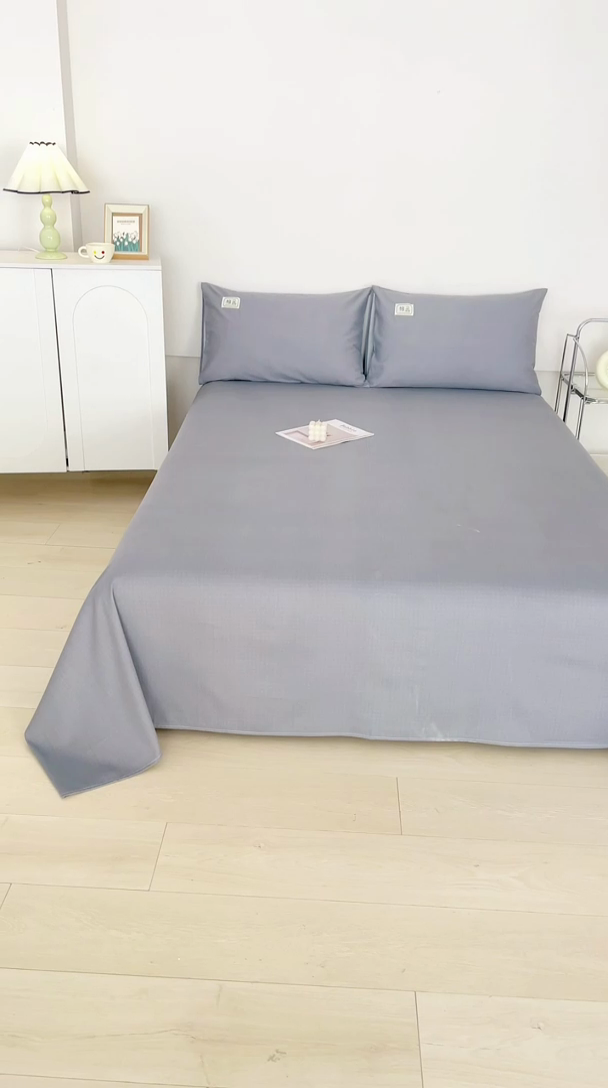 91家纺网 家纺一手货源 找家纺 宝时兰 2025新款纯色全棉加厚生态喷气纯棉床单学生单床单 纯色-灰