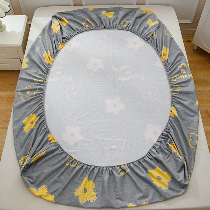 91家纺网 家纺一手货源 找家纺 宝时兰 2025新款A类加厚全棉床笠-印花款 花蜜灰