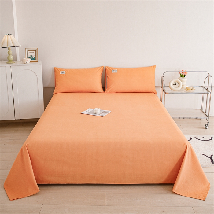 91家纺网 家纺一手货源 找家纺 宝时兰 2025新款纯色全棉加厚生态喷气纯棉床单学生单床单 纯色-桔