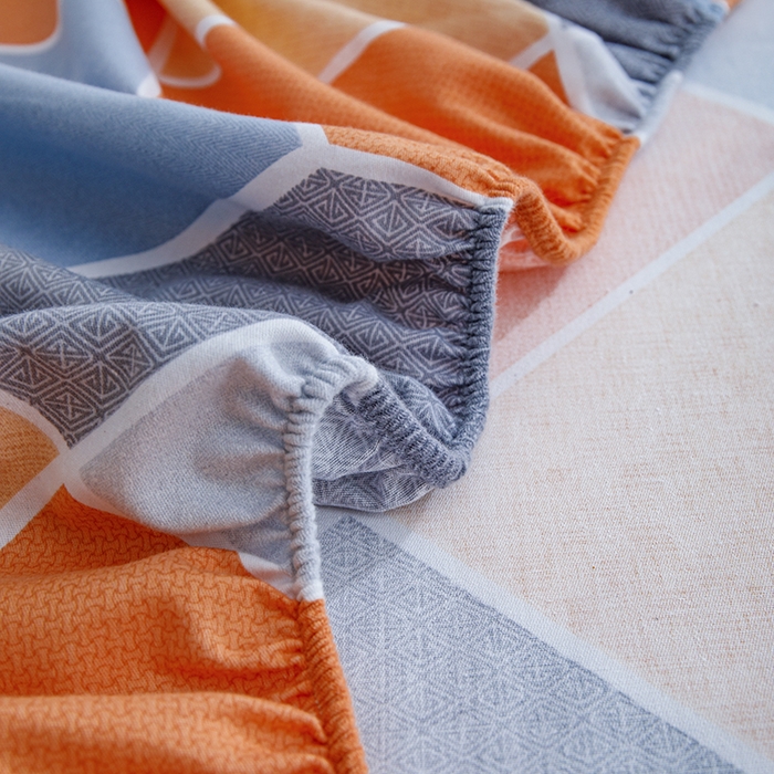 91家纺网 家纺一手货源 找家纺 宝时兰 2025新款A类加厚全棉床笠-印花款 时光桔