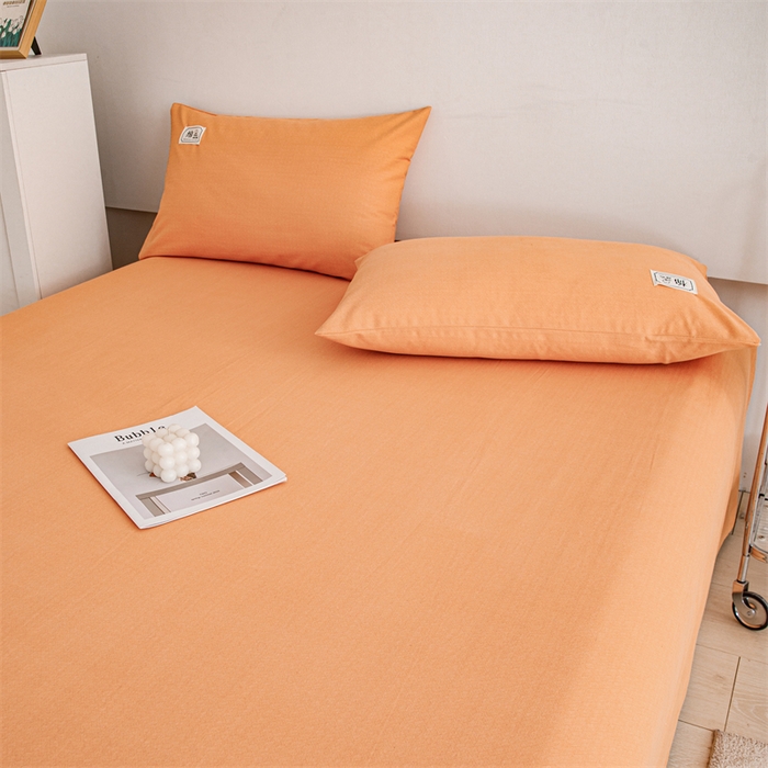 91家纺网 家纺一手货源 找家纺 宝时兰 2025新款纯色全棉加厚生态喷气纯棉床单学生单床单 纯色-桔