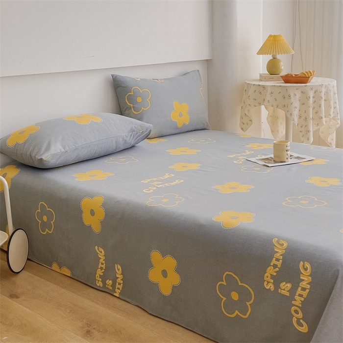 91家纺网 家纺一手货源 找家纺 宝时兰 2025新款纯色全棉加厚生态喷气纯棉床单学生单床单 花蜜