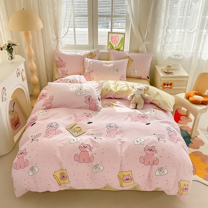 沐辰 2024新款13372全棉印花四件套（第二批） 摸鱼猫