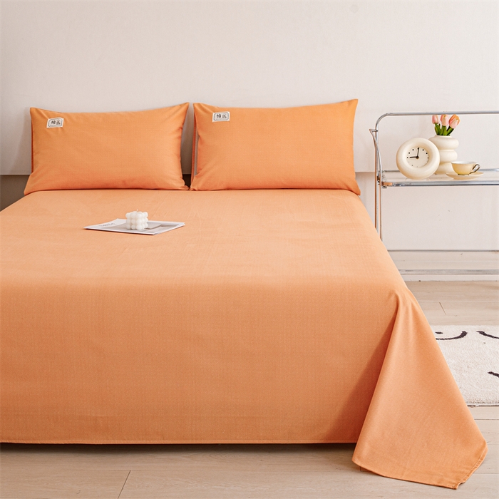 91家纺网 家纺一手货源 找家纺 宝时兰 2025新款纯色全棉加厚生态喷气纯棉床单学生单床单 纯色-桔