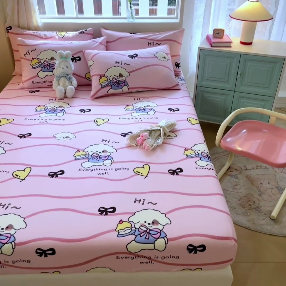 91家纺网 家纺一手货源 找家纺 寻米 2024新款纯棉正宗13070单床笠 蛋糕小狗