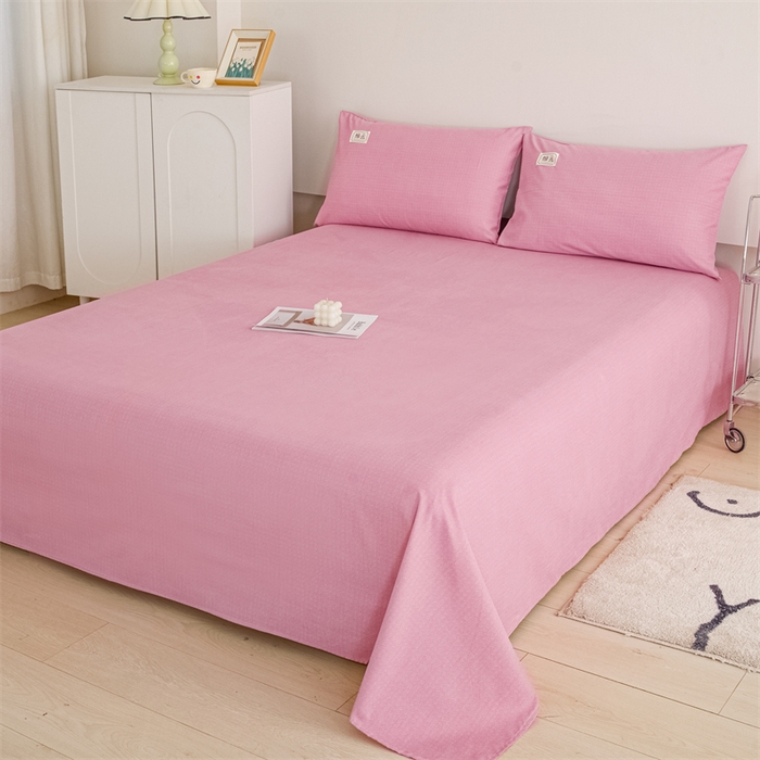 91家纺网 家纺一手货源 找家纺 宝时兰 2025新款纯色全棉加厚生态喷气纯棉床单学生单床单 纯色-豆沙粉