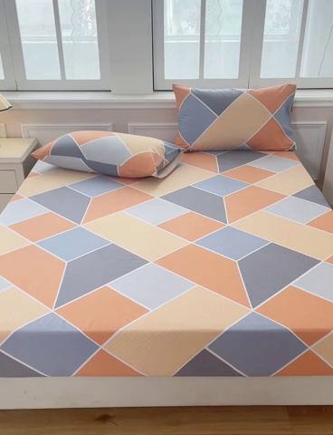 91家纺网 家纺一手货源 找家纺 宝时兰 2025新款A类加厚全棉床笠-印花款 时光桔