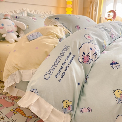 91家纺网 家纺一手货源 找家纺 （总）沐辰 2024新款正版授权三丽鸥花边系列四件套