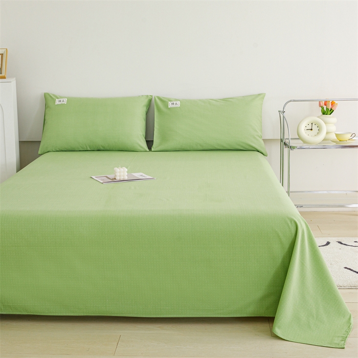 91家纺网 家纺一手货源 找家纺 宝时兰 2025新款纯色全棉加厚生态喷气纯棉床单学生单床单 纯色-香草绿
