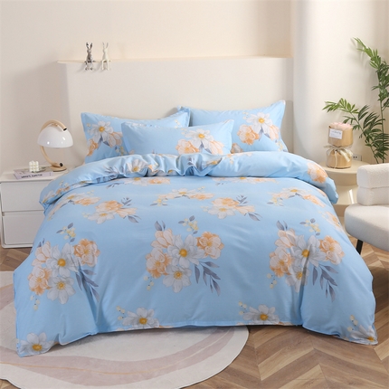 91家纺网 家纺一手货源 找家纺 圣锦 全棉单被套 浅影落香-蓝