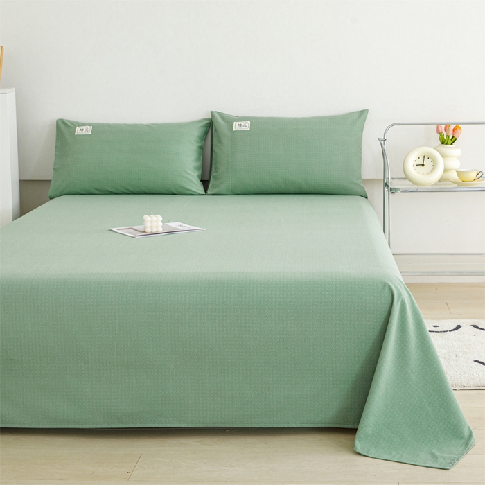 91家纺网 家纺一手货源 找家纺 宝时兰 2025新款纯色全棉加厚生态喷气纯棉床单学生单床单 纯色-绿