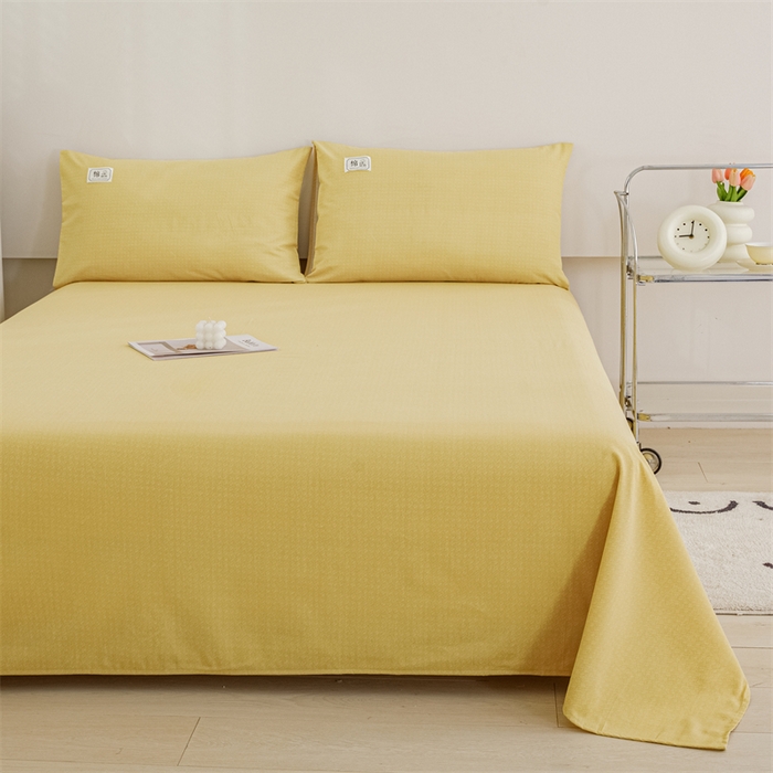 91家纺网 家纺一手货源 找家纺 宝时兰 2025新款纯色全棉加厚生态喷气纯棉床单学生单床单 纯色-柠檬黄