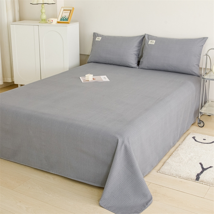 91家纺网 家纺一手货源 找家纺 宝时兰 2025新款纯色全棉加厚生态喷气纯棉床单学生单床单 纯色-灰