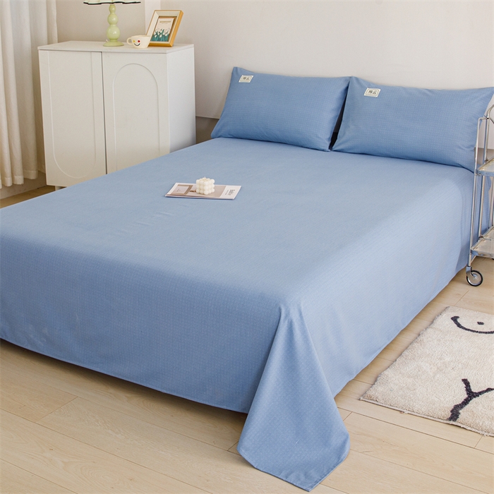 91家纺网 家纺一手货源 找家纺 宝时兰 2025新款纯色全棉加厚生态喷气纯棉床单学生单床单 纯色-蓝