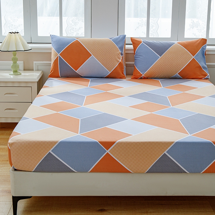 91家纺网 家纺一手货源 找家纺 宝时兰 2025新款A类加厚全棉床笠-印花款 时光桔