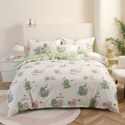 91家纺网 家纺一手货源 找家纺 圣锦 全棉单被套 萌趣恐龙