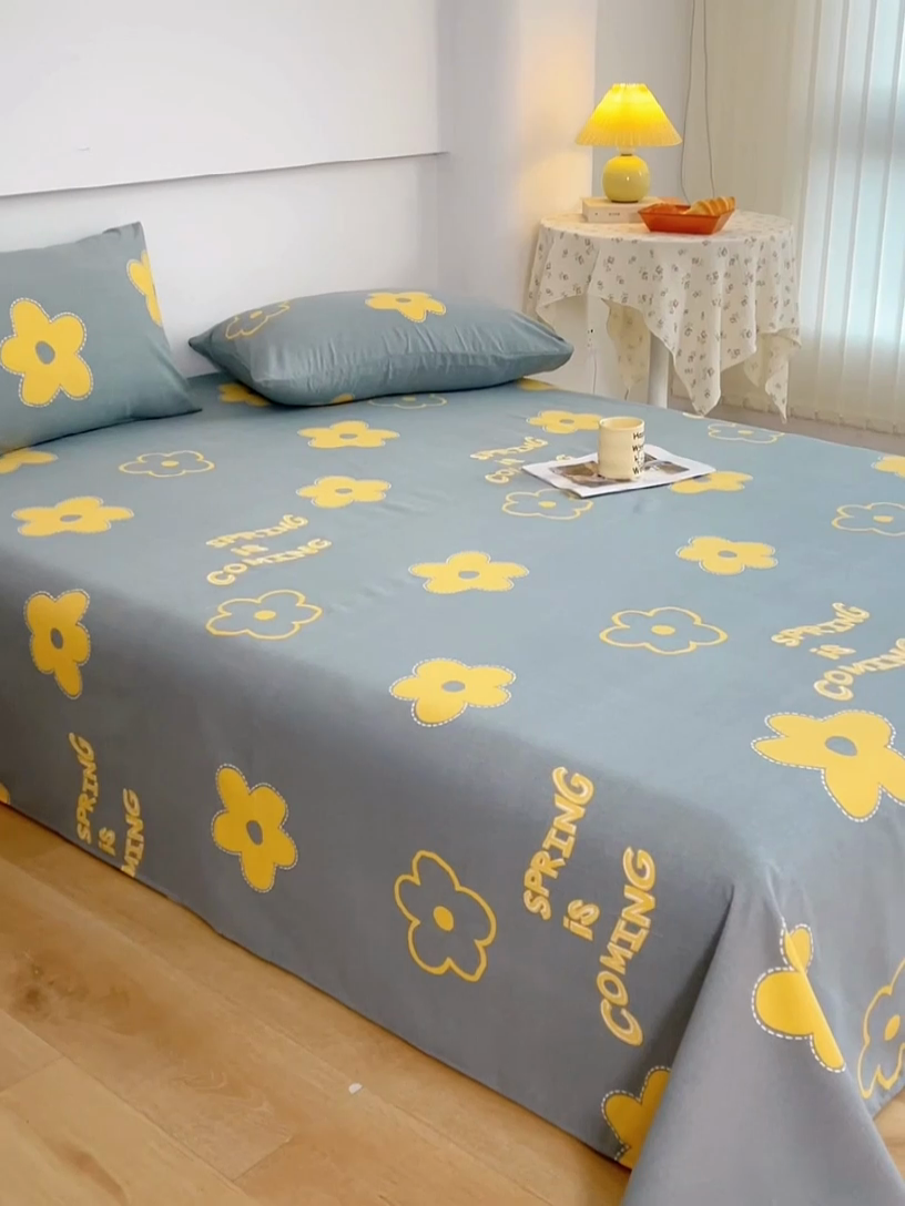 91家纺网 家纺一手货源 找家纺 宝时兰 2025新款纯色全棉加厚生态喷气纯棉床单学生单床单 花蜜