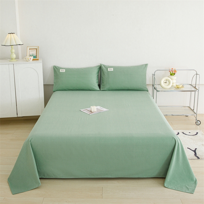 91家纺网 家纺一手货源 找家纺 宝时兰 2025新款纯色全棉加厚生态喷气纯棉床单学生单床单 纯色-绿