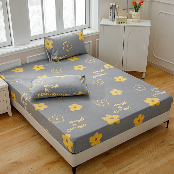 91家纺网 家纺一手货源 找家纺 宝时兰 2025新款A类加厚全棉床笠-印花款 花蜜灰