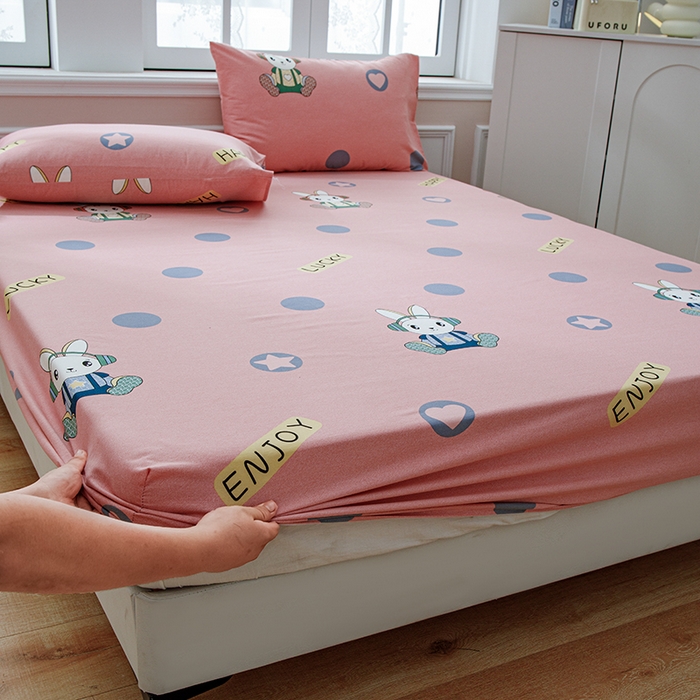 91家纺网 家纺一手货源 找家纺 宝时兰 2025新款A类加厚全棉床笠-印花款 兔梦心语