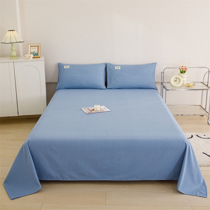 91家纺网 家纺一手货源 找家纺 宝时兰 2025新款纯色全棉加厚生态喷气纯棉床单学生单床单 纯色-蓝
