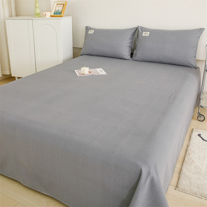 91家纺网 家纺一手货源 找家纺 宝时兰 2025新款纯色全棉加厚生态喷气纯棉床单学生单床单 纯色-灰