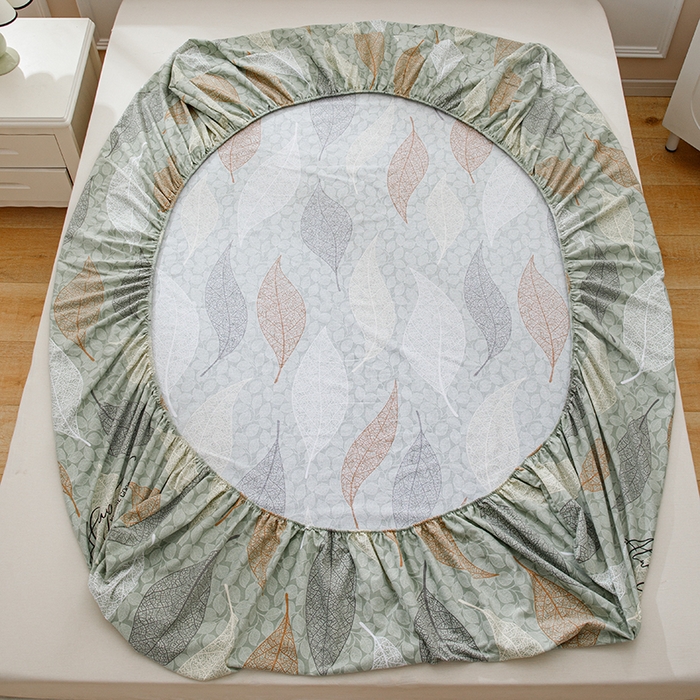 91家纺网 家纺一手货源 找家纺 宝时兰 2025新款A类加厚全棉床笠-印花款 庭叶-绿