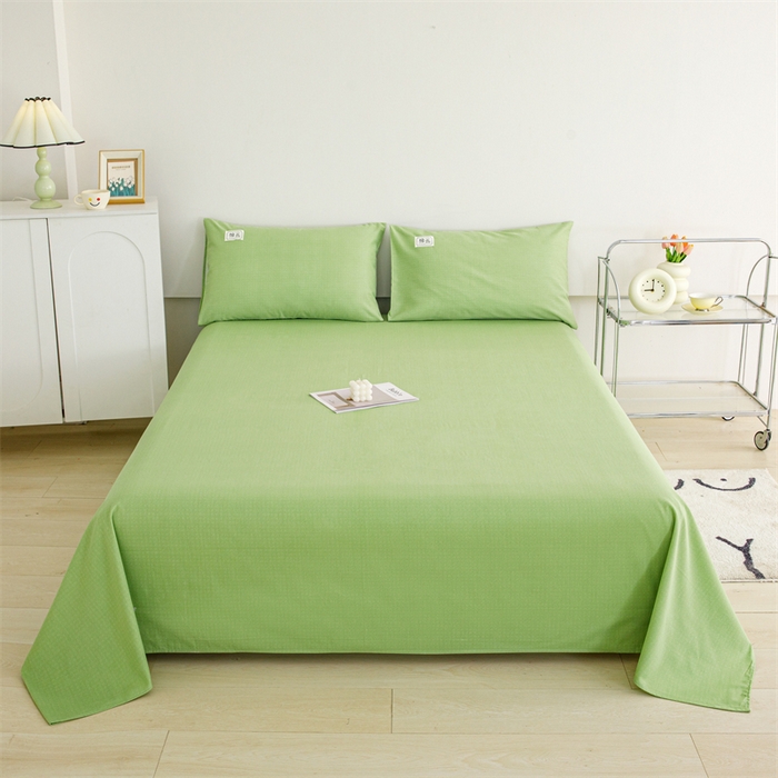 91家纺网 家纺一手货源 找家纺 宝时兰 2025新款纯色全棉加厚生态喷气纯棉床单学生单床单 纯色-香草绿