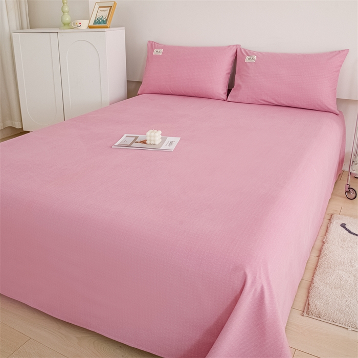 91家纺网 家纺一手货源 找家纺 宝时兰 2025新款纯色全棉加厚生态喷气纯棉床单学生单床单 纯色-豆沙粉