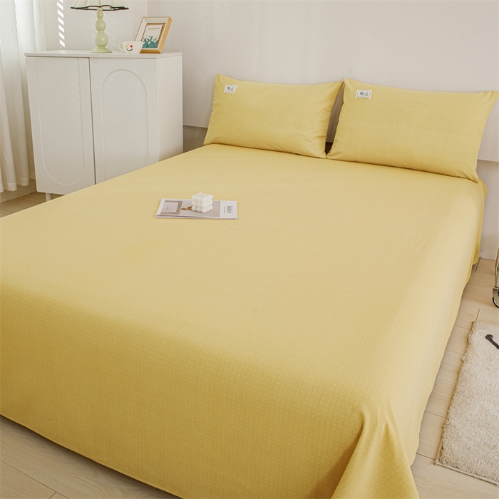 91家纺网 家纺一手货源 找家纺 宝时兰 2025新款纯色全棉加厚生态喷气纯棉床单学生单床单 纯色-柠檬黄
