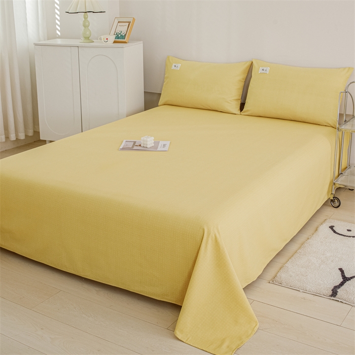 91家纺网 家纺一手货源 找家纺 宝时兰 2025新款纯色全棉加厚生态喷气纯棉床单学生单床单 纯色-柠檬黄
