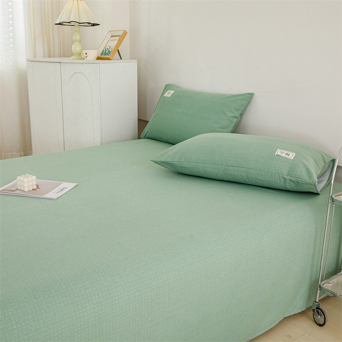91家纺网 家纺一手货源 找家纺 宝时兰 2025新款纯色全棉加厚生态喷气纯棉床单学生单床单 纯色-绿