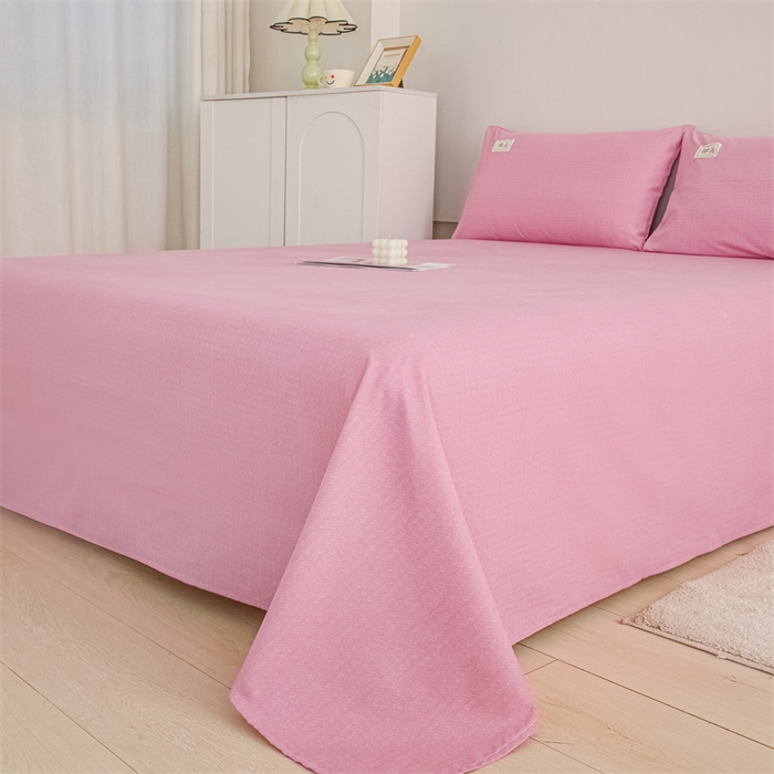 91家纺网 家纺一手货源 找家纺 宝时兰 2025新款纯色全棉加厚生态喷气纯棉床单学生单床单 纯色-豆沙粉