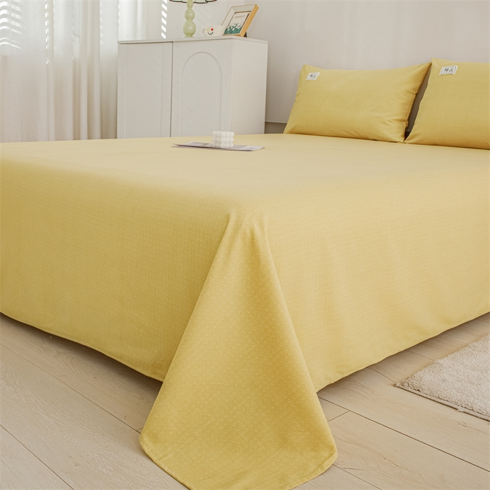 91家纺网 家纺一手货源 找家纺 宝时兰 2025新款纯色全棉加厚生态喷气纯棉床单学生单床单 纯色-柠檬黄