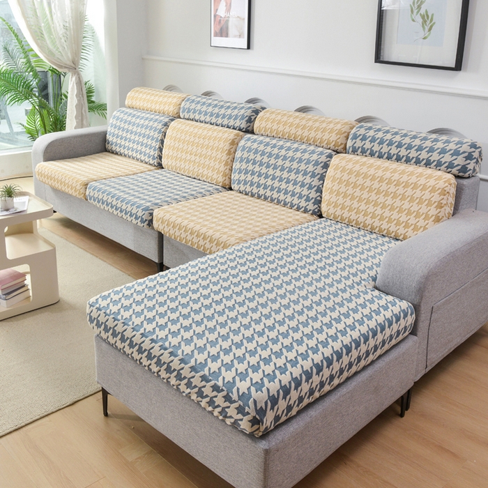 91家纺网 家纺一手货源 找家纺 （总）千彤沙发垫 2024常规款粗线棉麻千鸟格沙发套