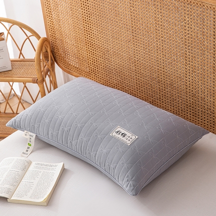 织布人 2024新款枕芯绗缝水洗棉麻亚麻生活立体枕头护颈椎助睡眠枕芯 亚麻生活-单边低枕灰色48*74cm