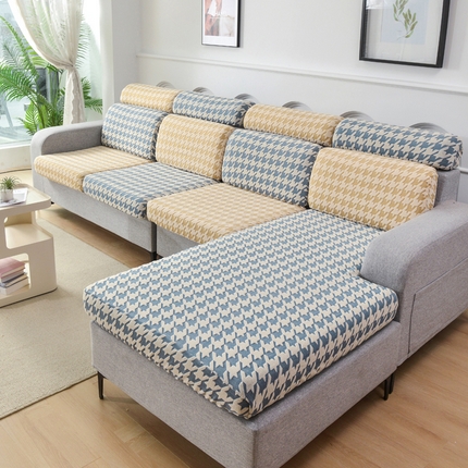 91家纺网 家纺一手货源 找家纺 （总）千彤沙发垫 2024常规款粗线棉麻千鸟格沙发套