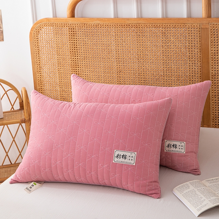 91家纺网 家纺一手货源 找家纺 织布人 2024新款枕芯绗缝水洗棉麻亚麻生活立体枕头护颈椎助睡眠枕芯 亚麻生活-单边中枕红色48*74cm