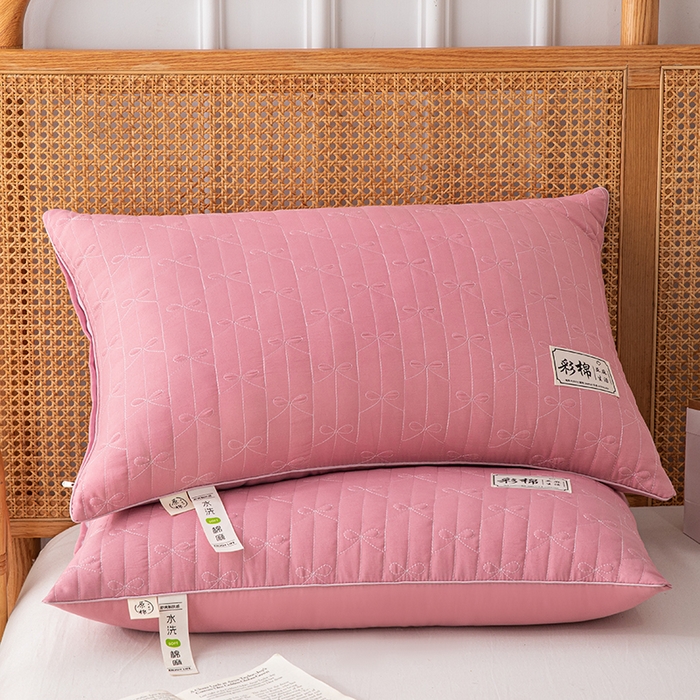 91家纺网 家纺一手货源 找家纺 织布人 2024新款枕芯绗缝水洗棉麻亚麻生活立体枕头护颈椎助睡眠枕芯 亚麻生活-单边中枕红色48*74cm