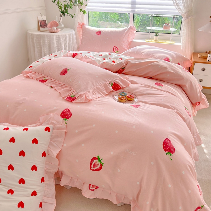 91家纺网 家纺一手货源 找家纺 （总）亲亲公主 2025新款全棉韩版印花床裙四件套