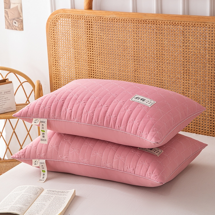 91家纺网 家纺一手货源 找家纺 织布人 2024新款枕芯绗缝水洗棉麻亚麻生活立体枕头护颈椎助睡眠枕芯 亚麻生活-单边中枕红色48*74cm